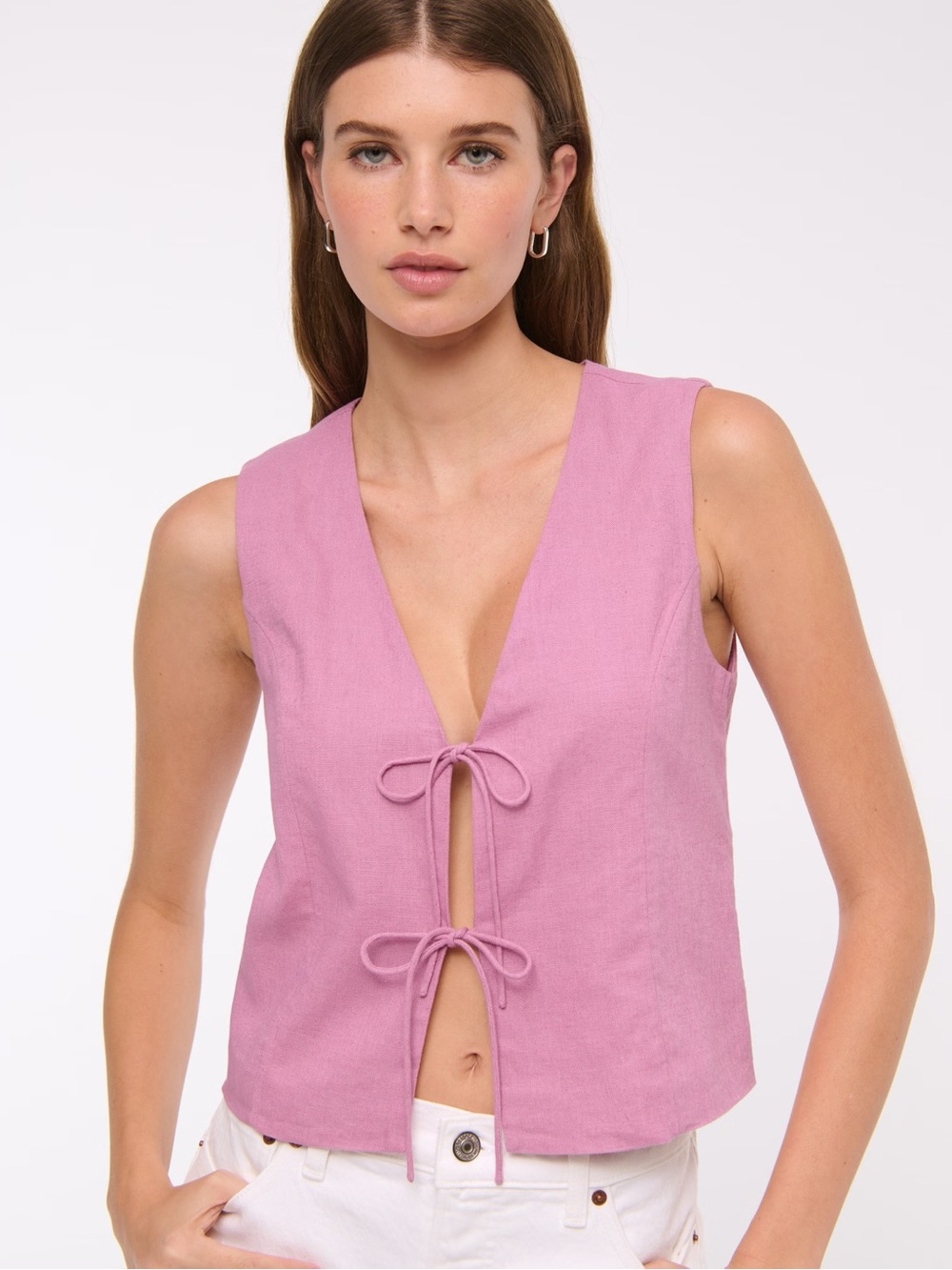 Abercrombie and fitch tie front vest